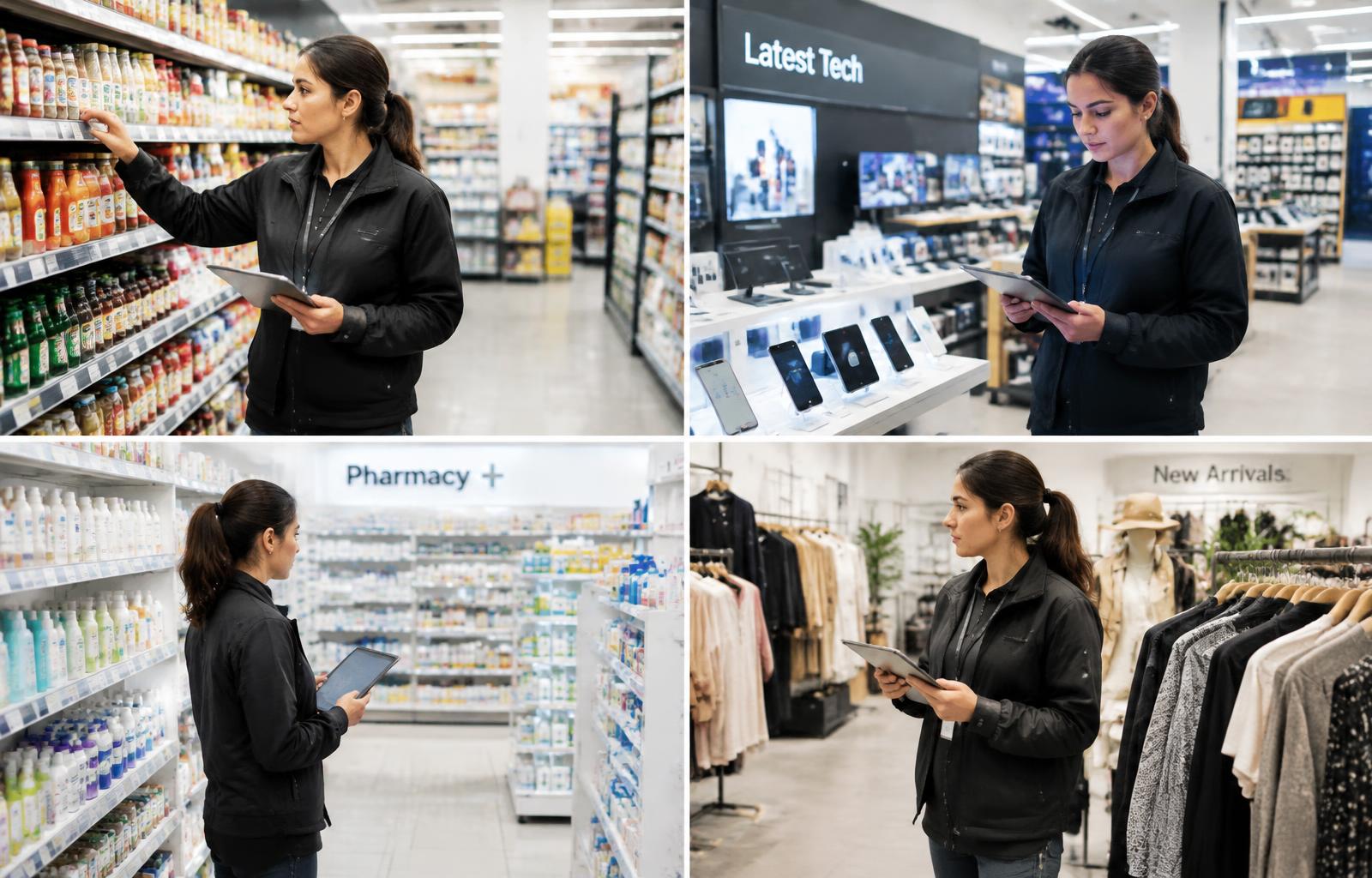 GPV revisando producto y PVPs en tienda con tablet